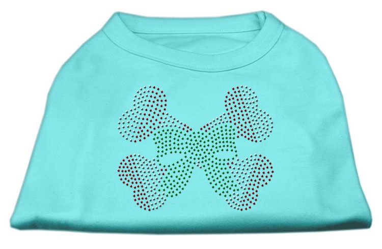 Candy Cane Crossbones Rhinestone Shirt Aqua XS